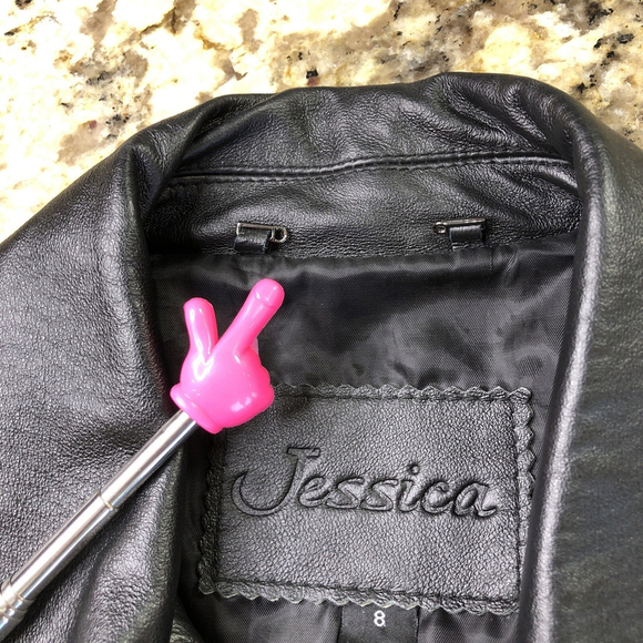 Size 8 Jessica Women’s Leather Jacket Button Up Mid Length Black Classic CN - Picture 16 of 16